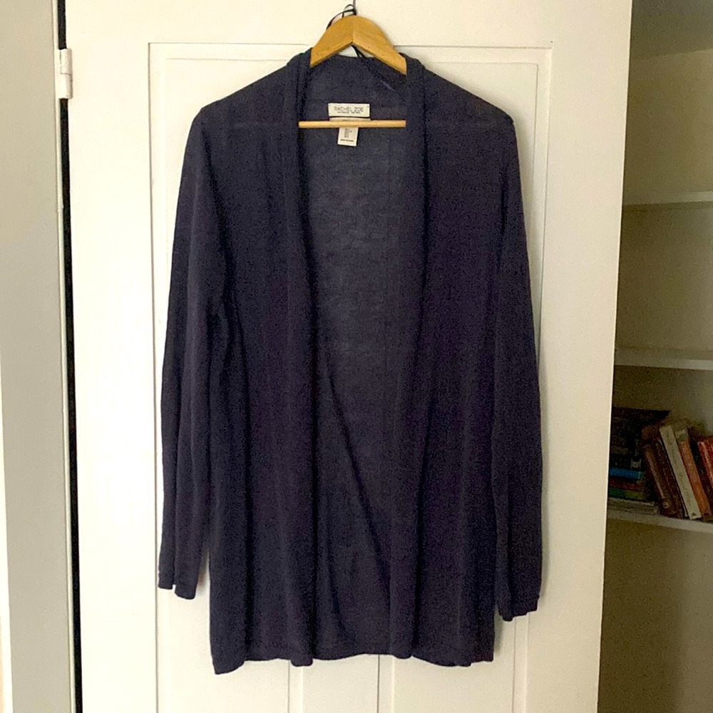 Rachel Zoe navy, linen, lightweight cardigan. Size L.